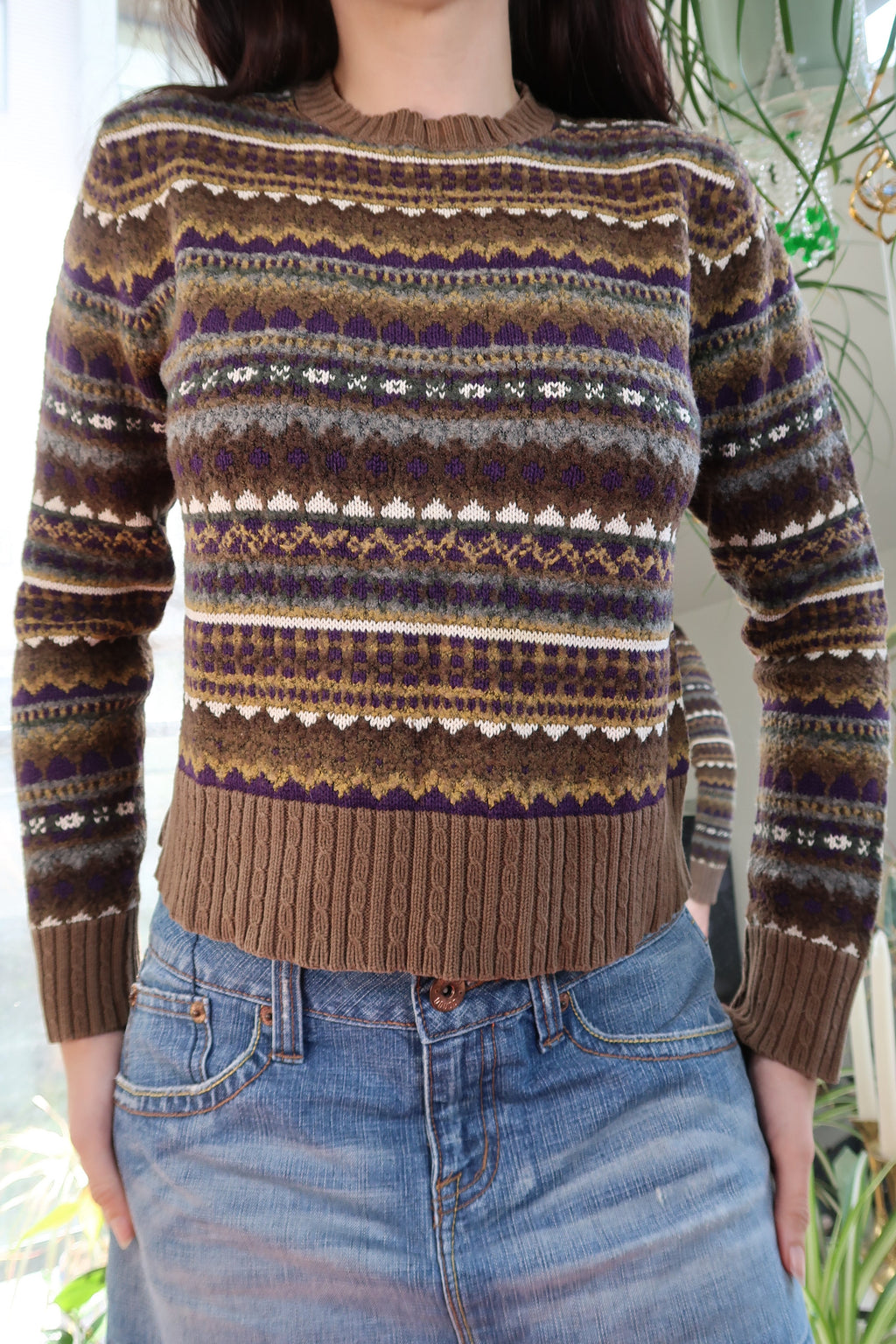 Vintage American Eagle Fair Isle Knit Sweater – Earth Tones