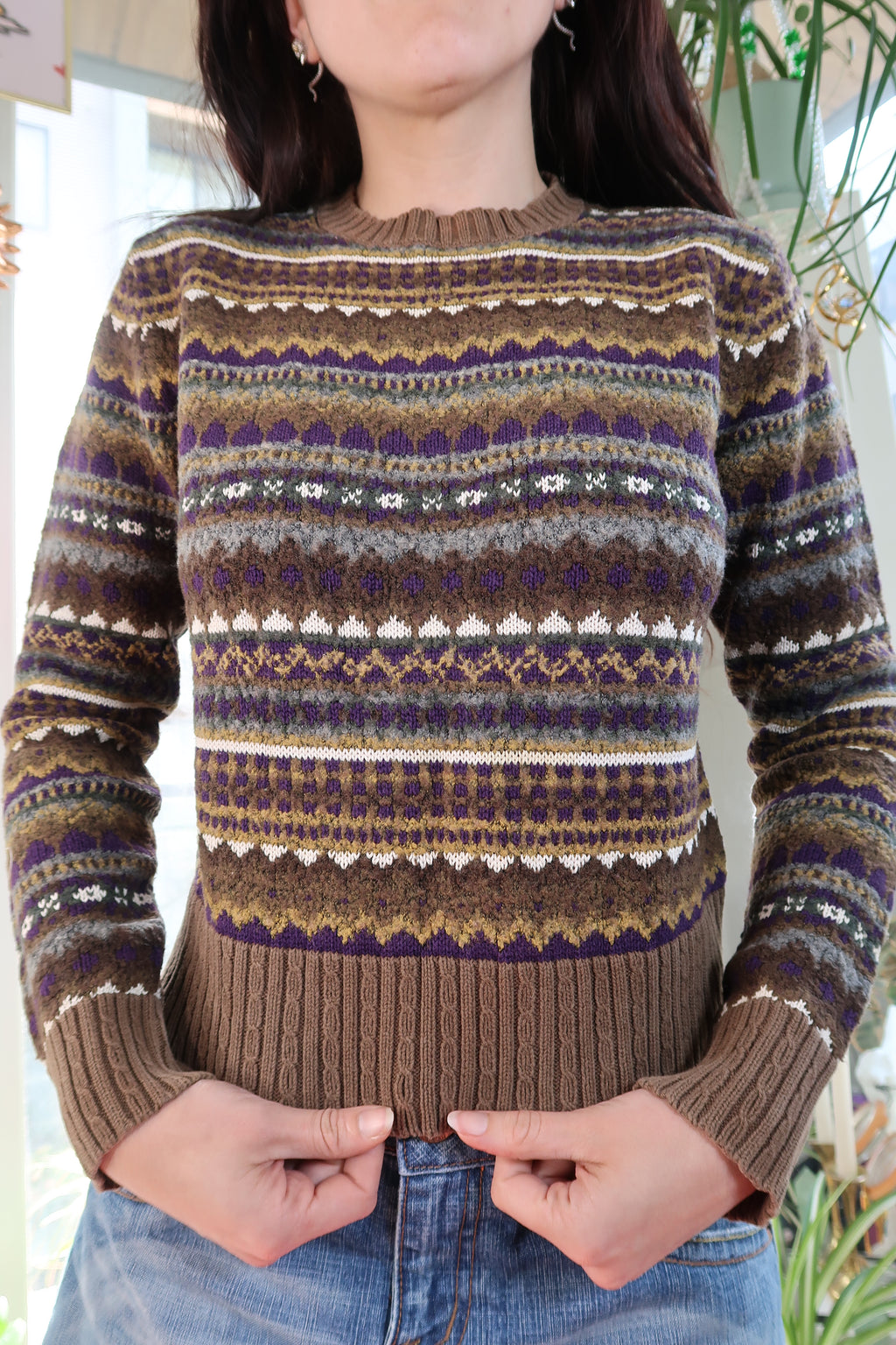 Vintage American Eagle Fair Isle Knit Sweater – Earth Tones