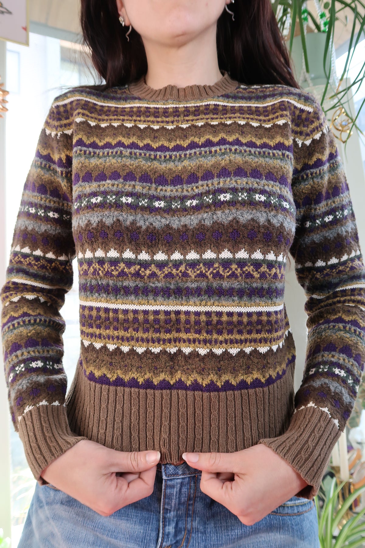 Vintage American Eagle Fair Isle Knit Sweater – Earth Tones