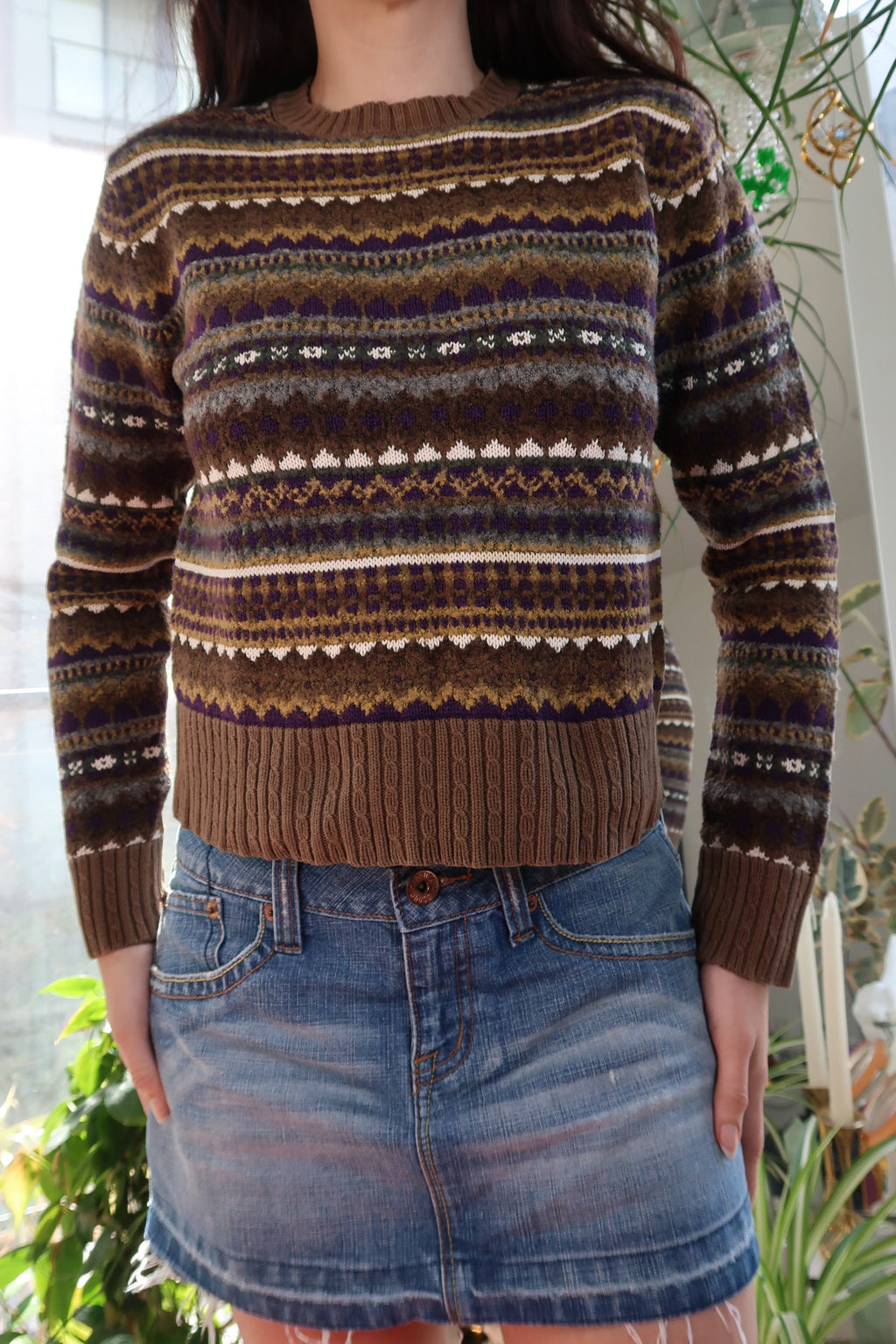 Vintage American Eagle Fair Isle Knit Sweater – Earth Tones