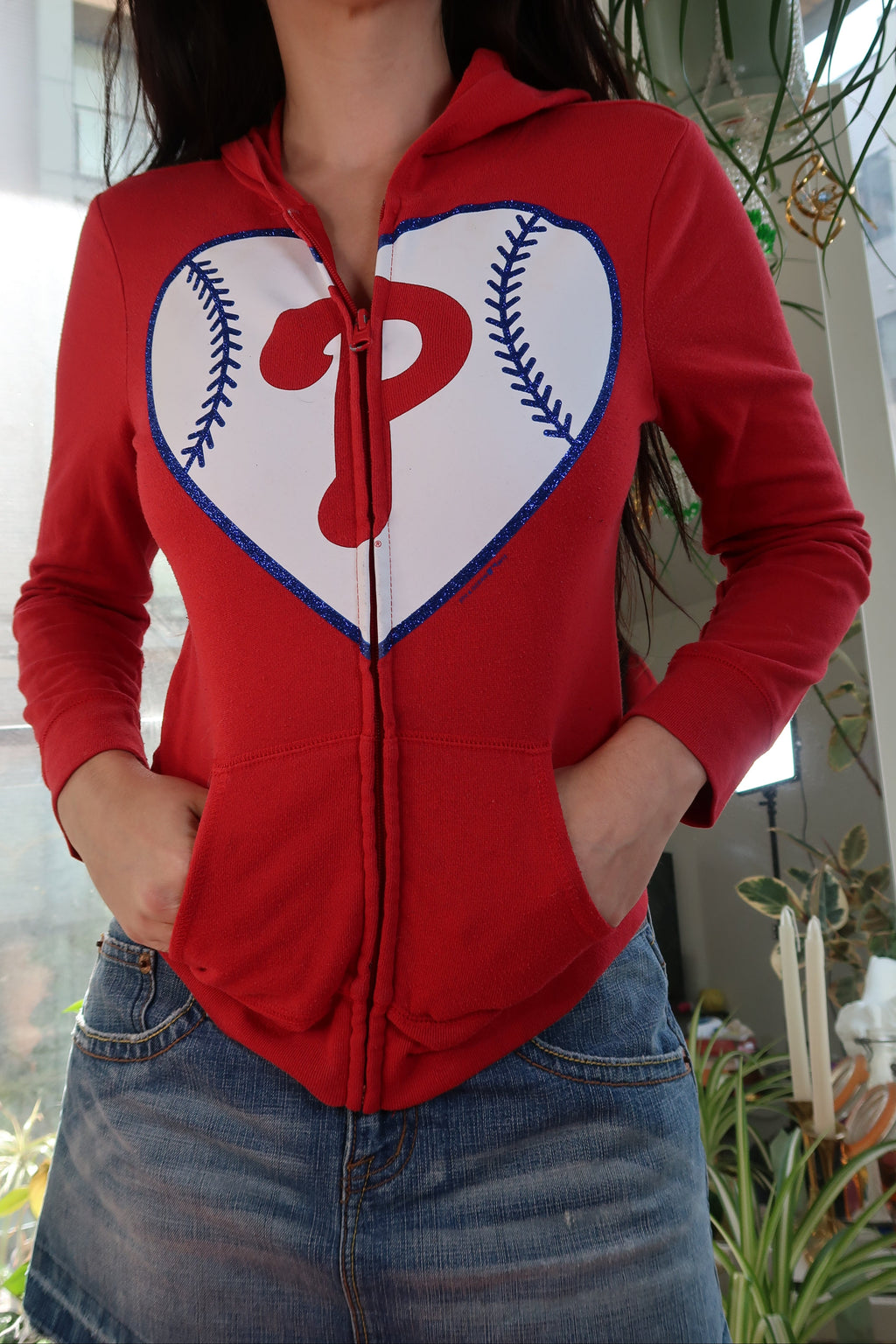 Phillies Zip Up Graphic Hoodie - Phillies Baseball Graphic Sweatshirt - Elektra Vintage