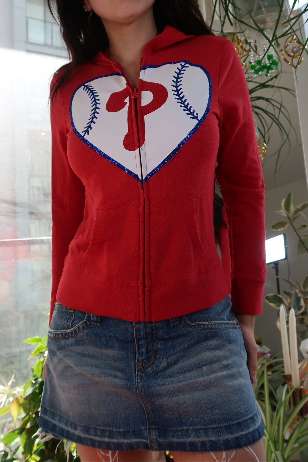 Phillies Zip Up Graphic Hoodie - Phillies Baseball Graphic Sweatshirt - Elektra Vintage