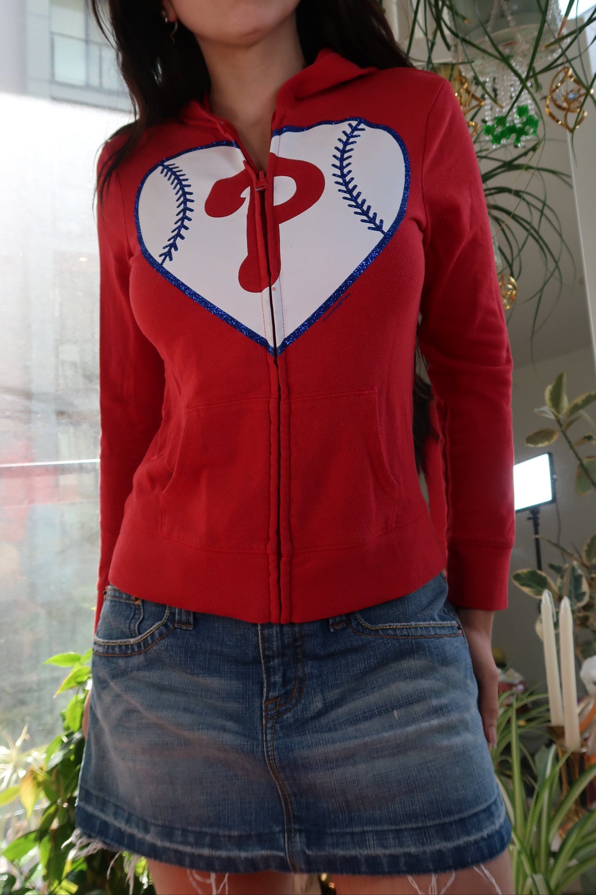 Phillies Zip Up Graphic Hoodie - Phillies Baseball Graphic Sweatshirt - Elektra Vintage
