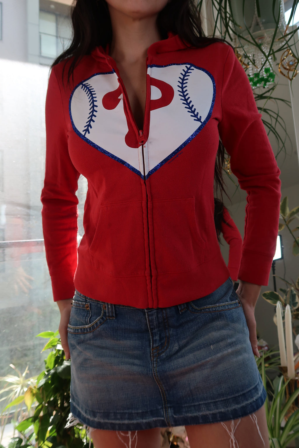 Phillies Zip Up Graphic Hoodie - Phillies Baseball Graphic Sweatshirt - Elektra Vintage