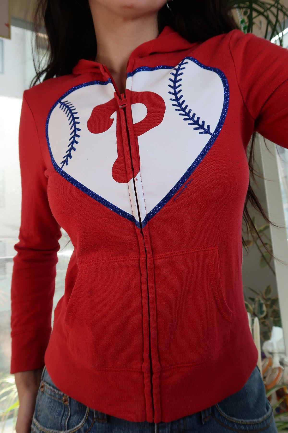 Phillies Zip Up Graphic Hoodie - Phillies Baseball Graphic Sweatshirt - Elektra Vintage