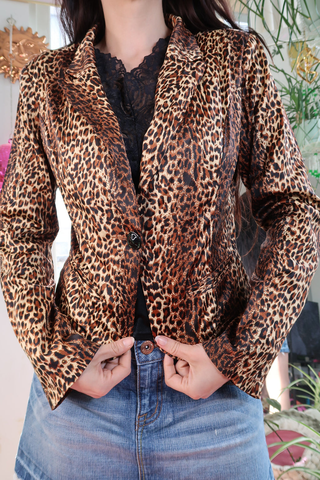 Vintage Cheetah Print Blazer – Y2K Glam Power Look
