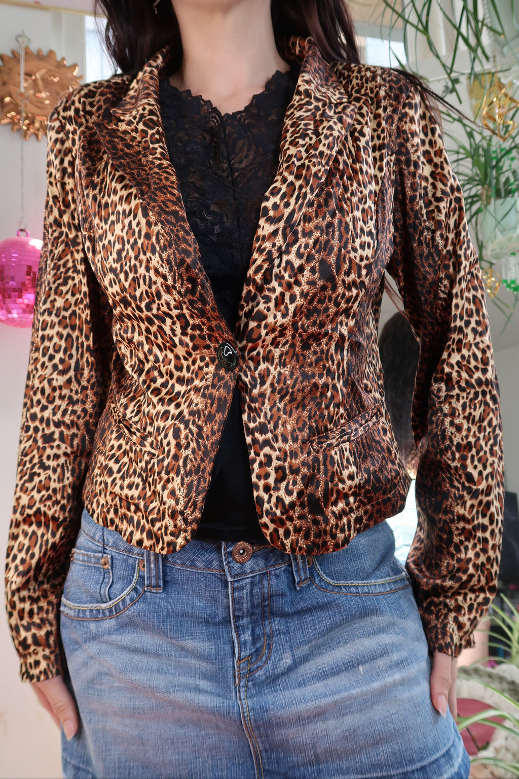 Vintage Cheetah Print Blazer – Y2K Glam Power Look