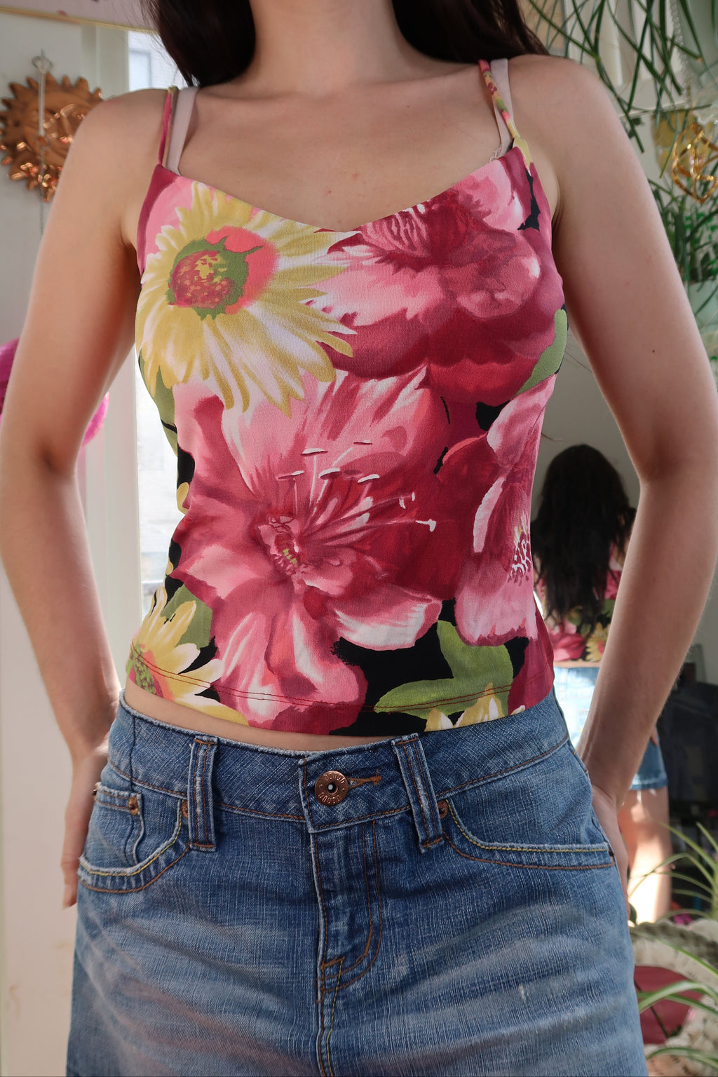 Vintage Y2K Bold Floral Print Cami Top