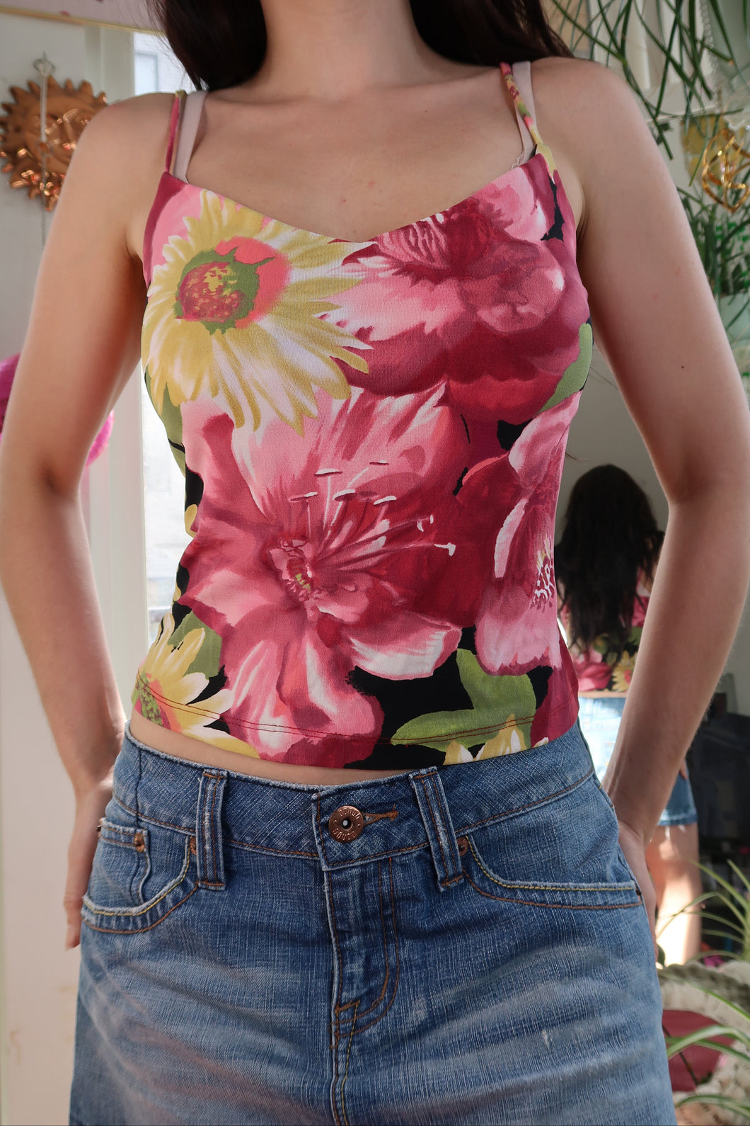Vintage Y2K Bold Floral Print Cami Top