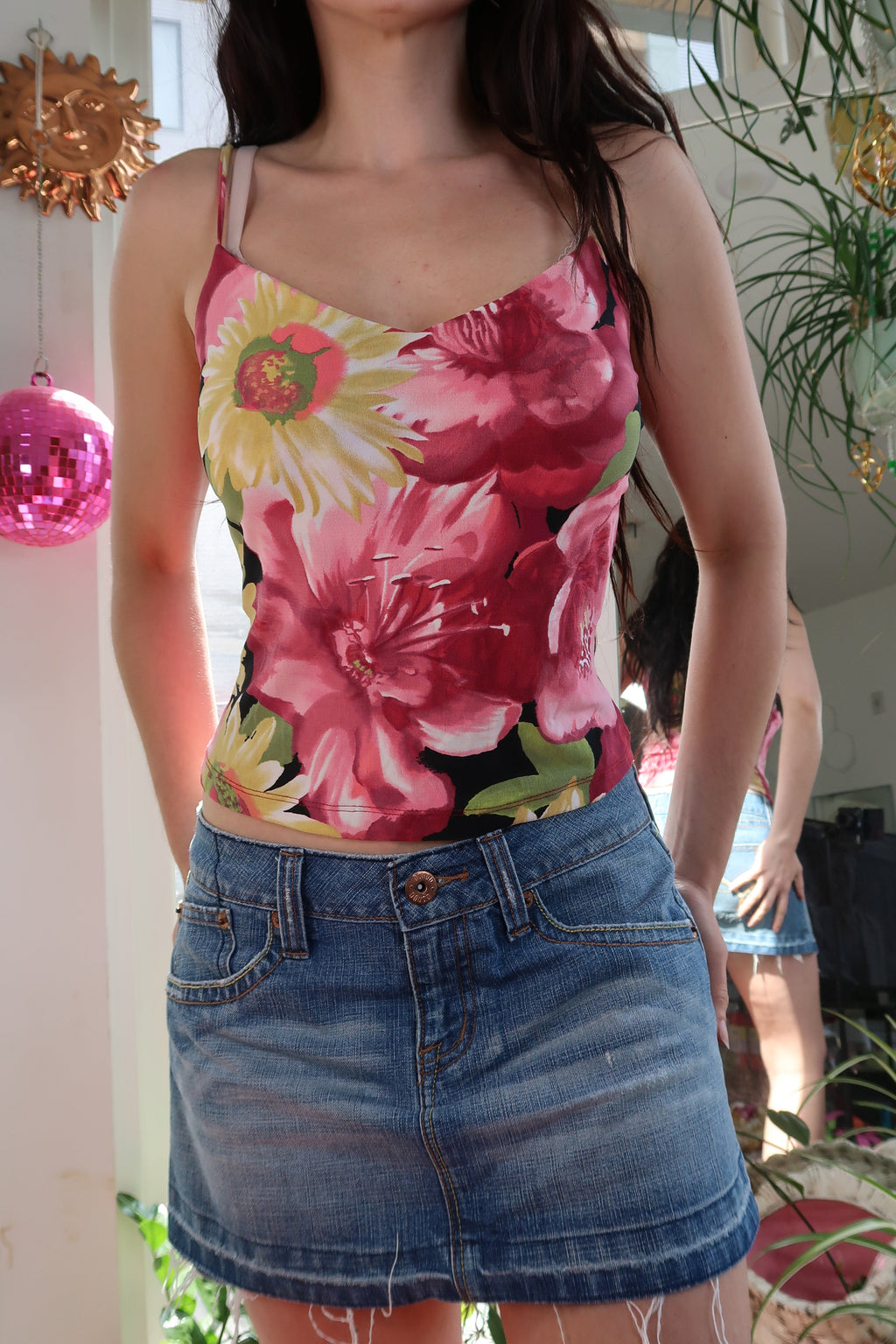 Vintage Y2K Bold Floral Print Cami Top