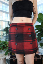 Load image into Gallery viewer, Vintage 2000s Gap Red &amp; Black Plaid Wool Mini Skirt with Double Button Front
