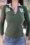 Vintage Ireland Rugby Polo Shirt – Fitted Y2K Long Sleeve Top