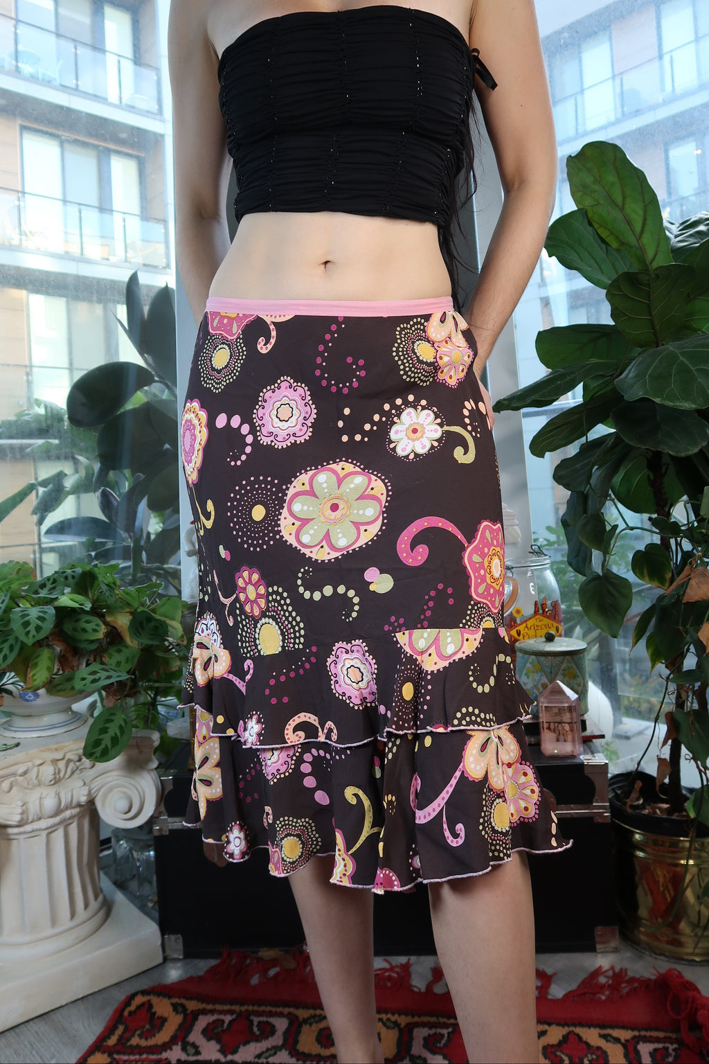 Vintage Y2k Floral Midi Skirt - Elektra Vintage