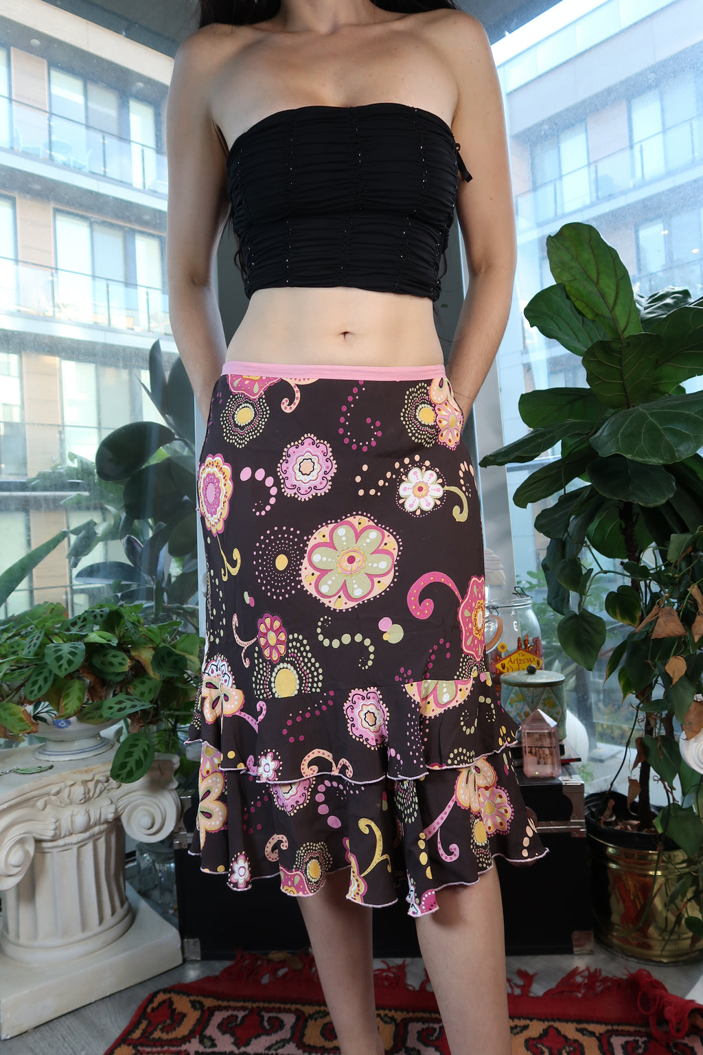 Vintage Y2k Floral Midi Skirt - Elektra Vintage