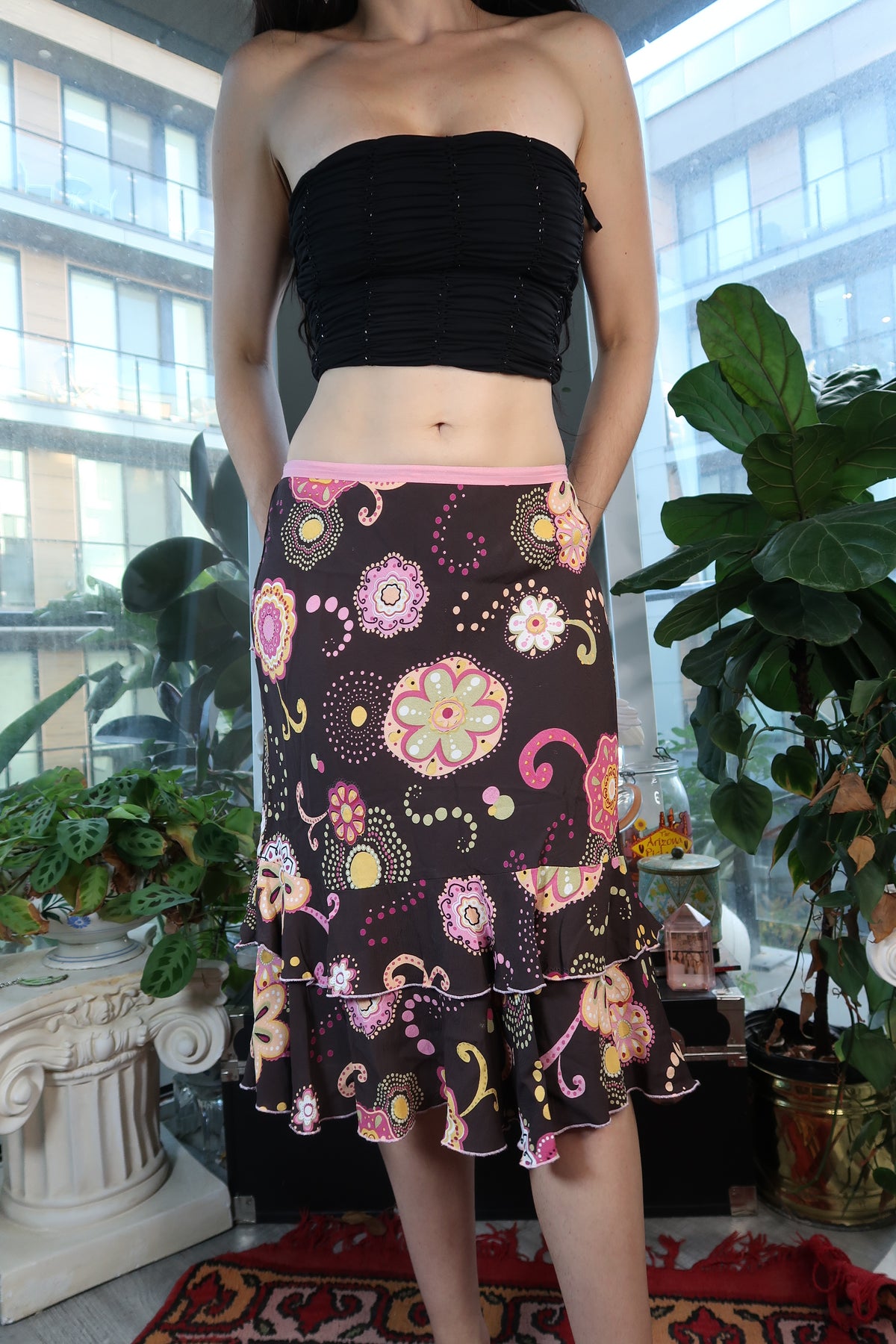 Vintage Y2k Floral Midi Skirt - Elektra Vintage