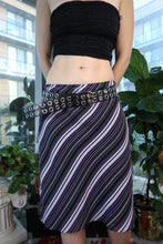 Load image into Gallery viewer, Vintage 2000s Purple &amp; Black Bias Stripe Midi Skirt
