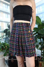 Load image into Gallery viewer, Vintage 90s Express Multicolor Tweed Mini Skirt with Gold Button Detail
