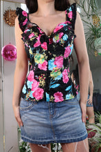 Load image into Gallery viewer, Vintage Floral Bustier Corset Top – Y2K Romantic Ruffle Aesthetic
