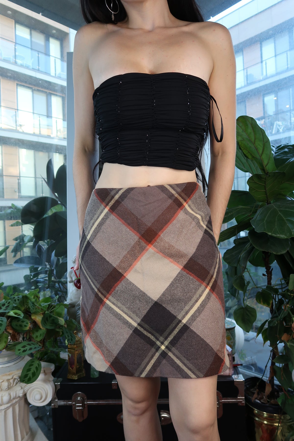 Vintage Wool-Blend Plaid Skirt - Elektra Vintage
