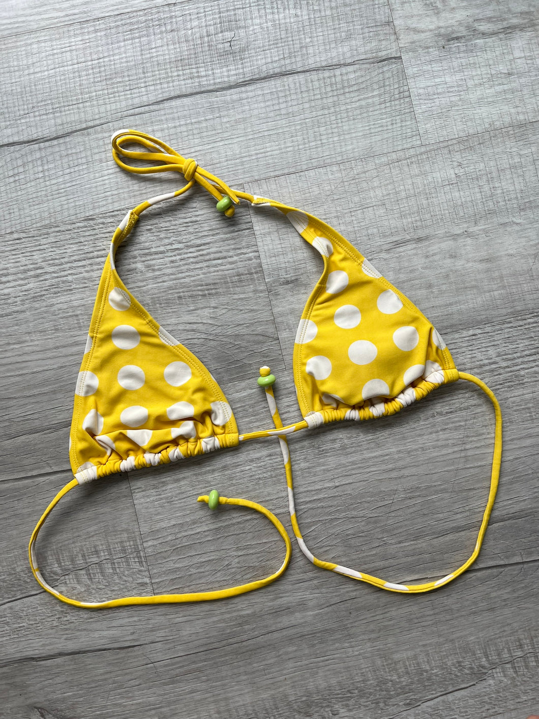 Vintage Yellow Polka Dot Bikini Top