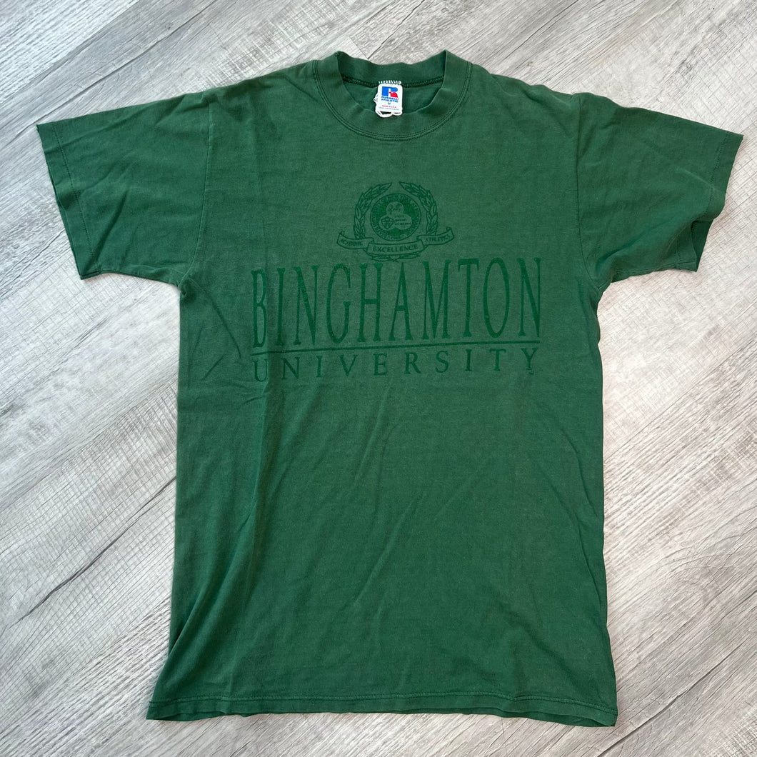 90s Vintage Monochromatic Green Binghamton University Graphic T-shirt