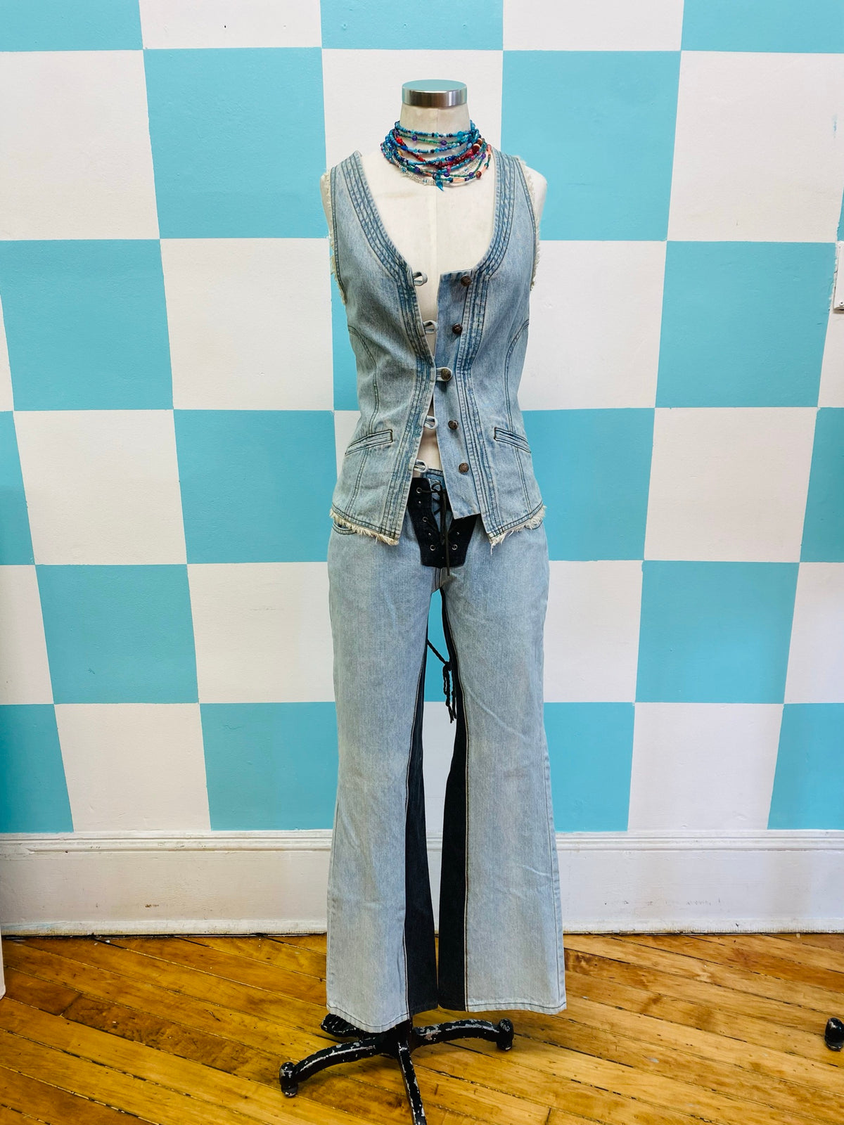 Vintage 2000s Harley Davidson Denim Vest Set - Elektra Vintage