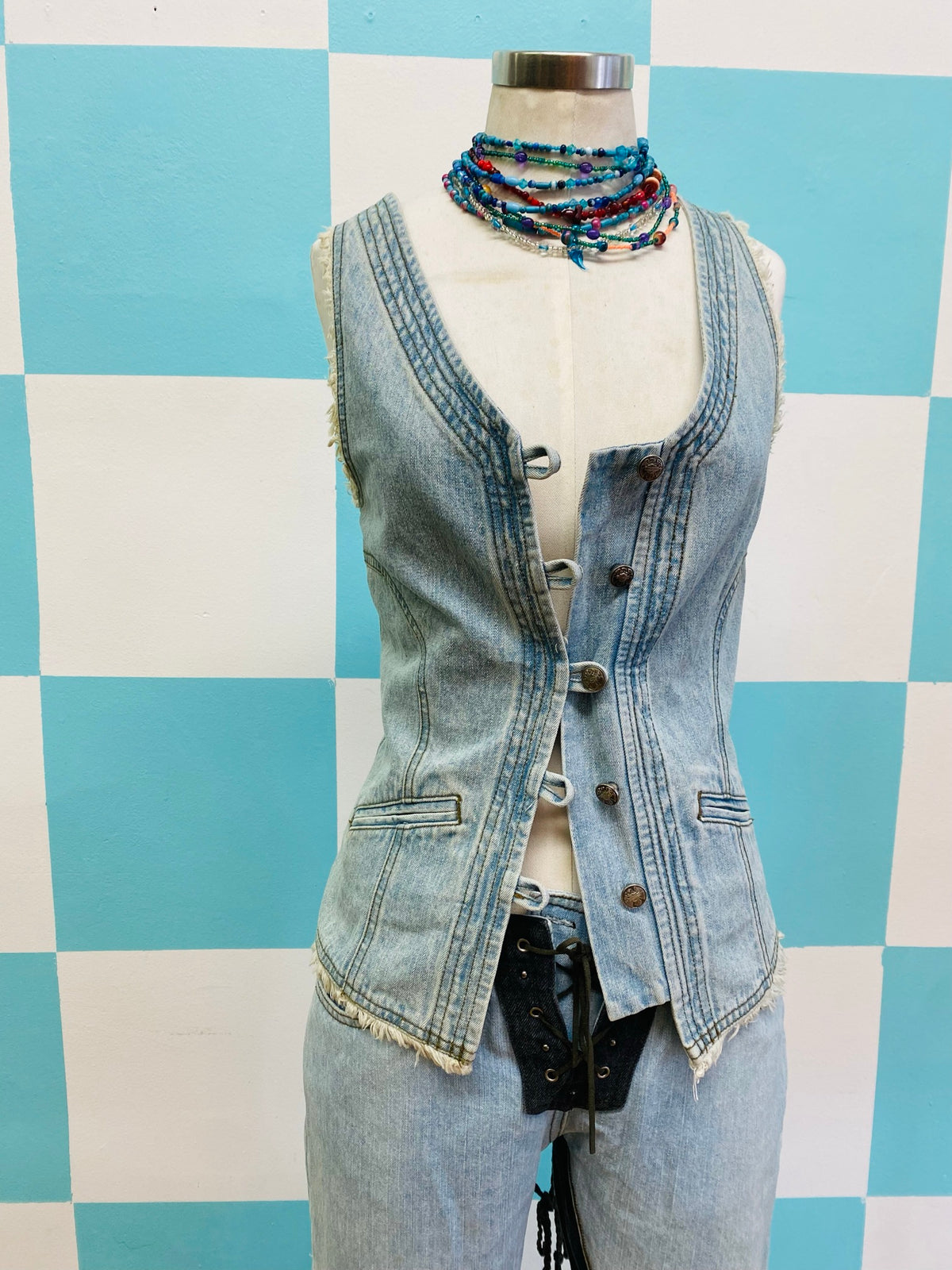 Vintage 2000s Harley Davidson Denim Vest Set - Elektra Vintage