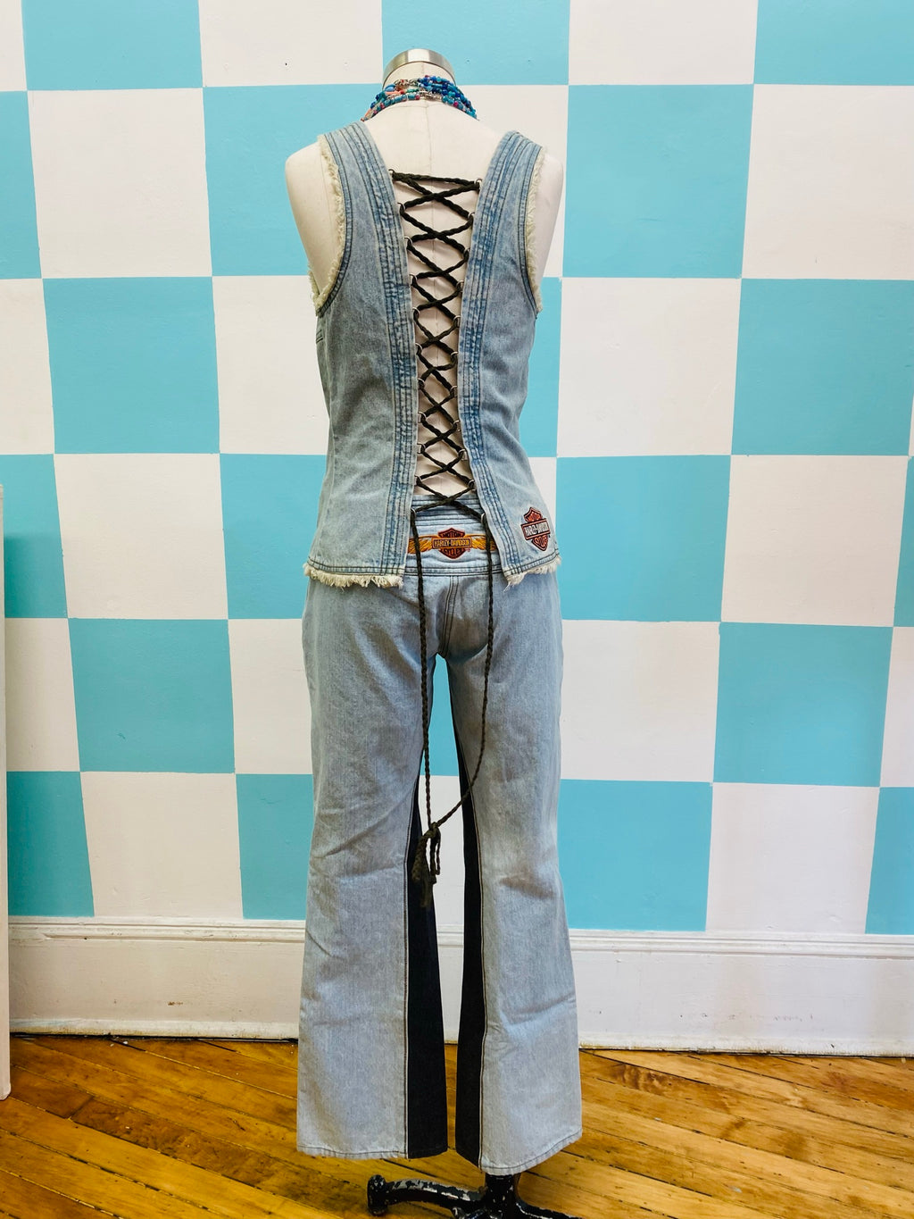 Vintage 2000s Harley Davidson Denim Vest Set - Elektra Vintage