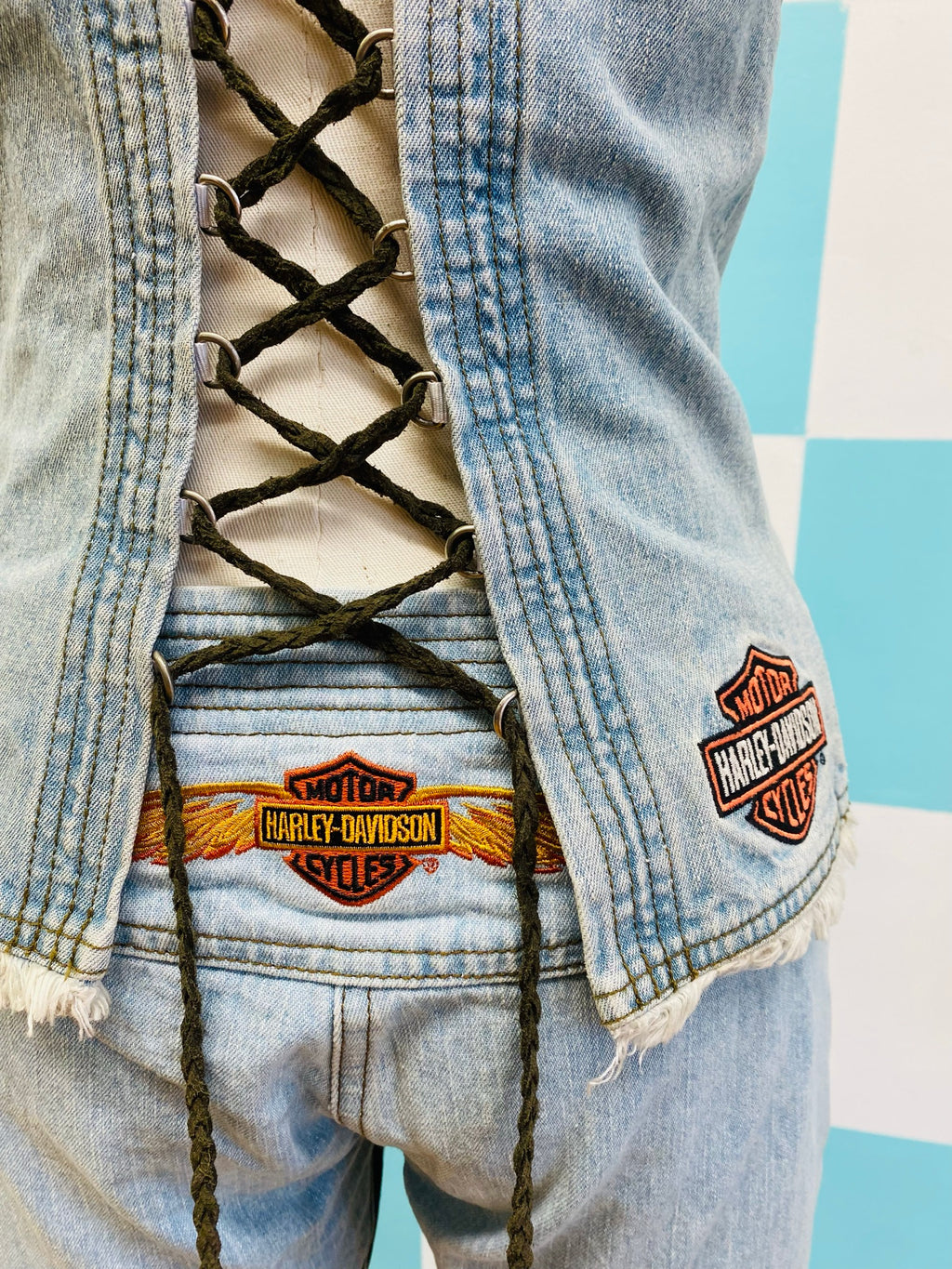 Vintage 2000s Harley Davidson Denim Vest Set - Elektra Vintage