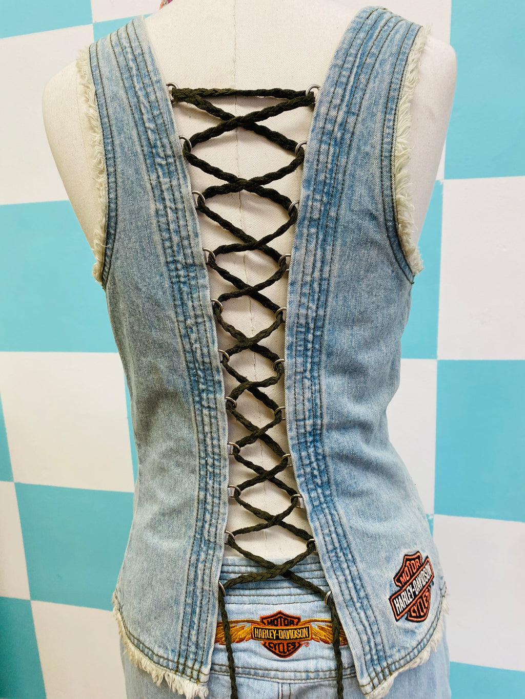 Vintage 2000s Harley Davidson Denim Vest Set - Elektra Vintage