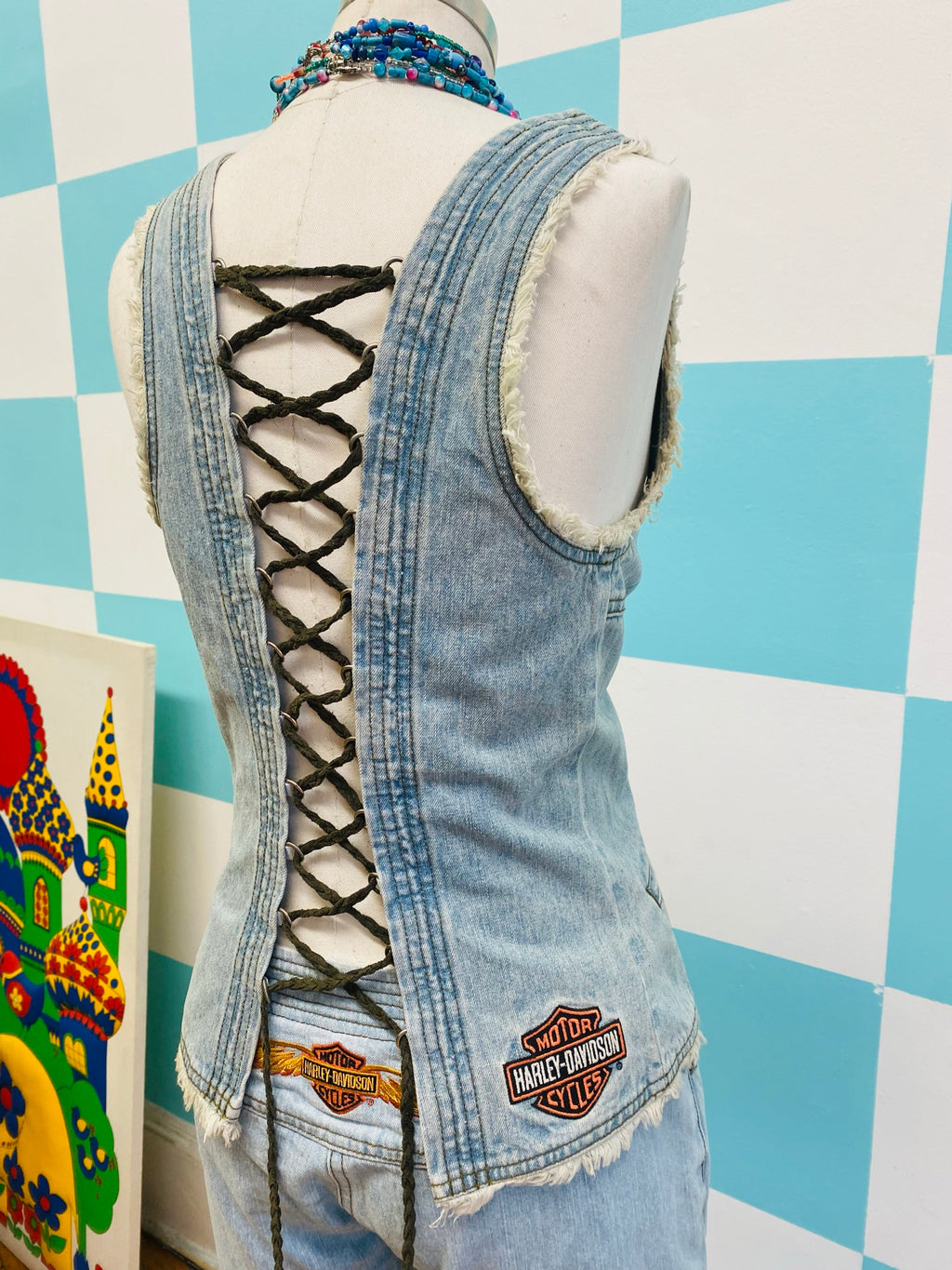 Vintage 2000s Harley Davidson Denim Vest Set - Elektra Vintage