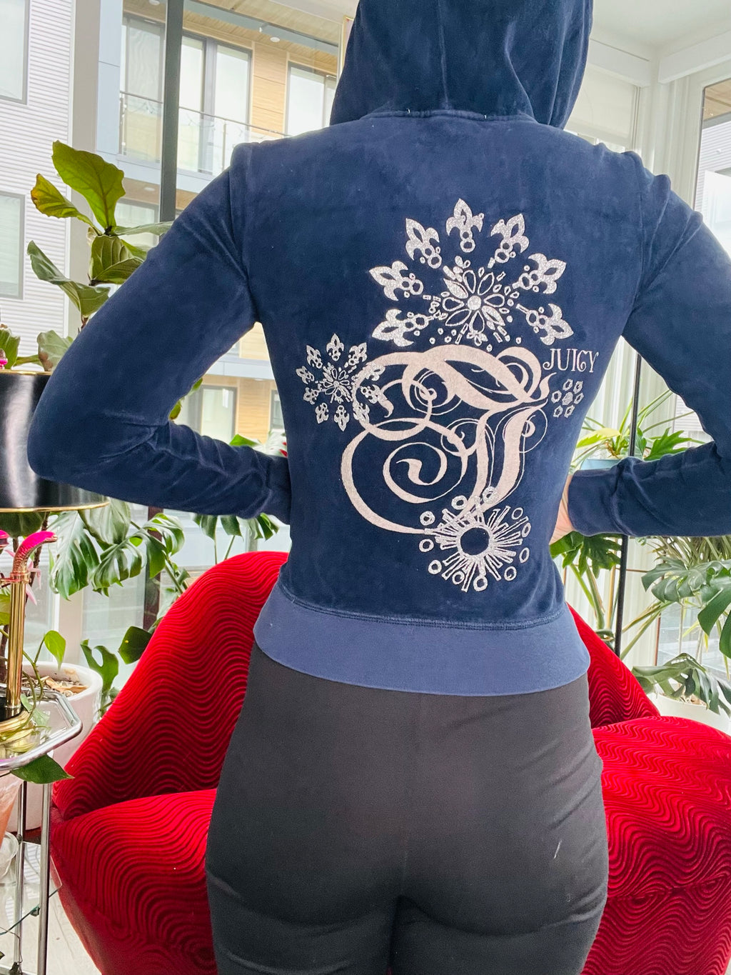 Vintage 2000s Juicy Couture Navy Blue Velour Tracksuit Jacket - Elektra Vintage