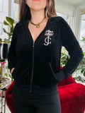 2000s Juicy Couture Black Velour Tracksuit Jacket - Elektra Vintage