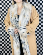 Load image into Gallery viewer, Vintage Camel Trench Coat with Fur Trim
