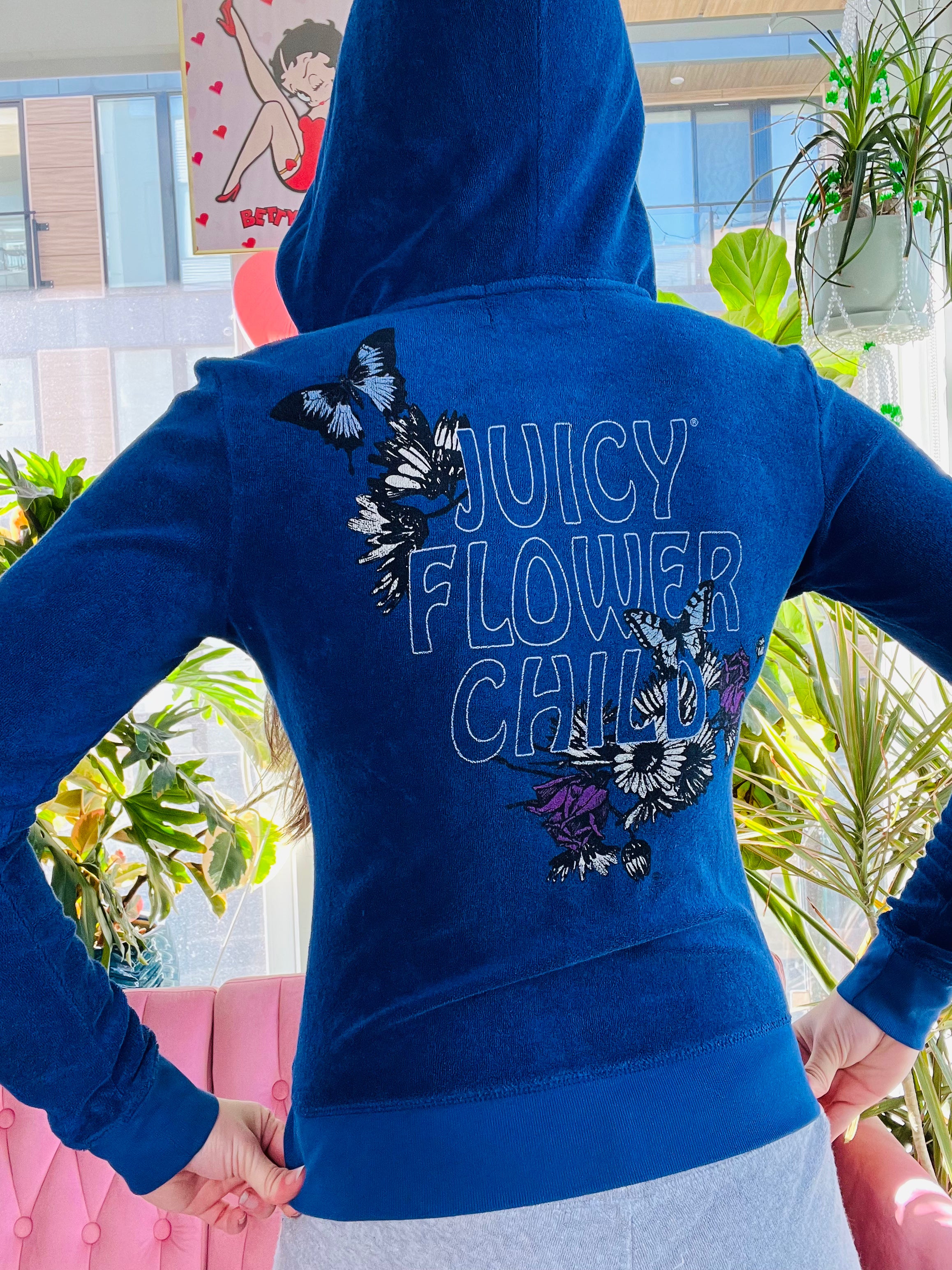 NWT Vintage Juicy Couture Blue Terry Cloth Zip Hoodie - Elektra Vintage