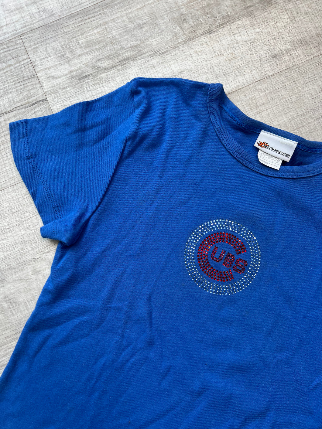 Blue Bedazzled Cubs Logo T-shirt
